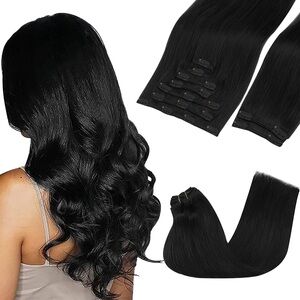 GOO GOO jet black clip in hair extensions 26in 180g